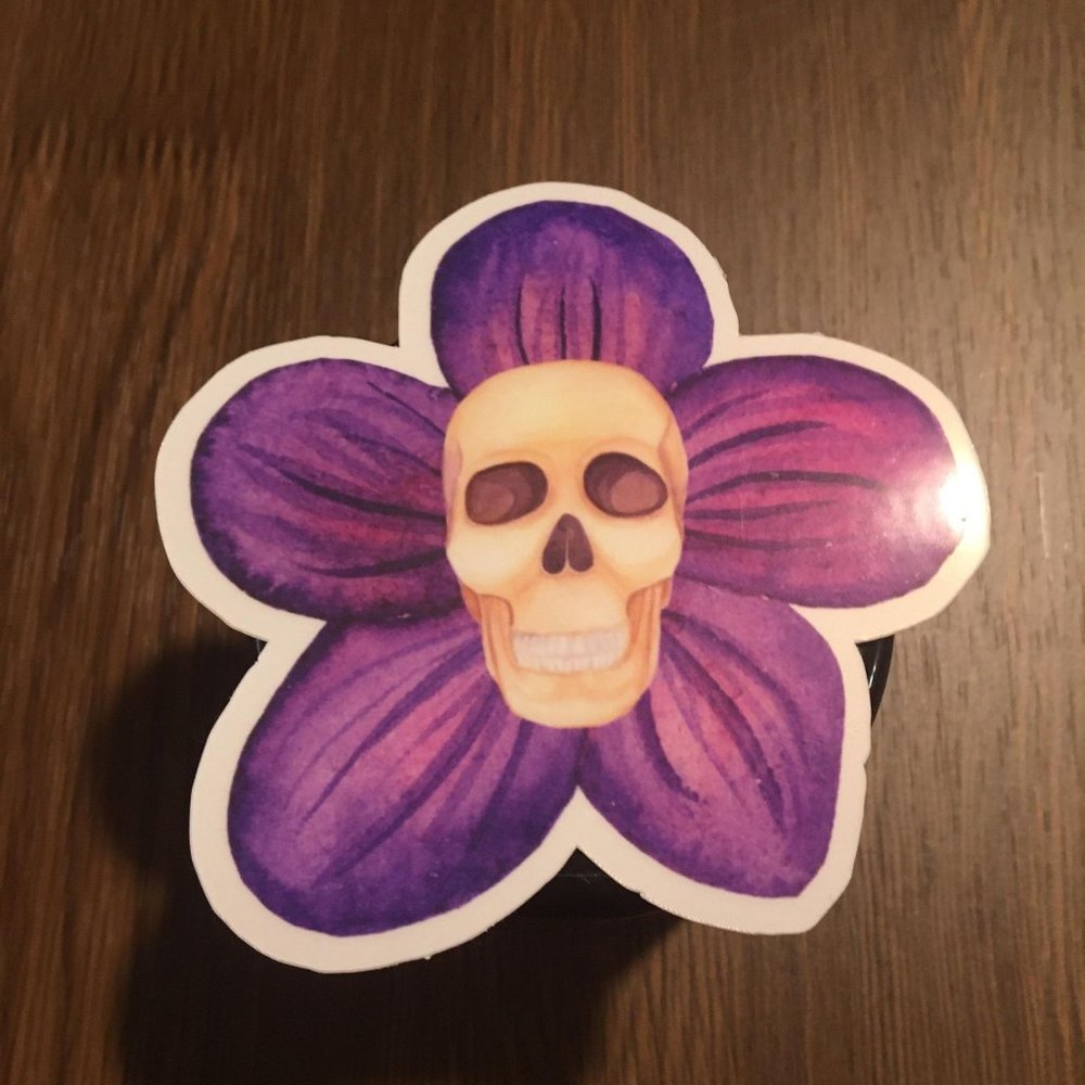 Skull Flower Glossy vinyl sticker